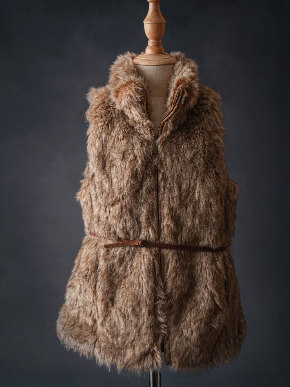 Zara Fur Vest with belt, size 7/8